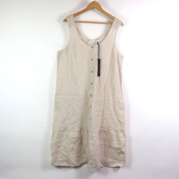 NWT Nicole Miller York Natural 100% Linen Sleeveless Dress XL - Picture 2 of 8